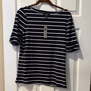 Ralph Lauren Navy and White Striped Short Sleeve Tee
